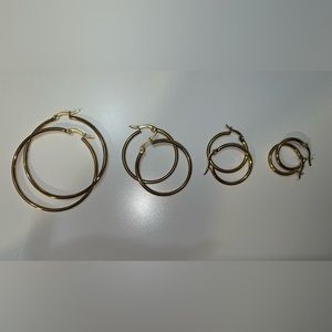 4 set stainless steel gold hoop earrings